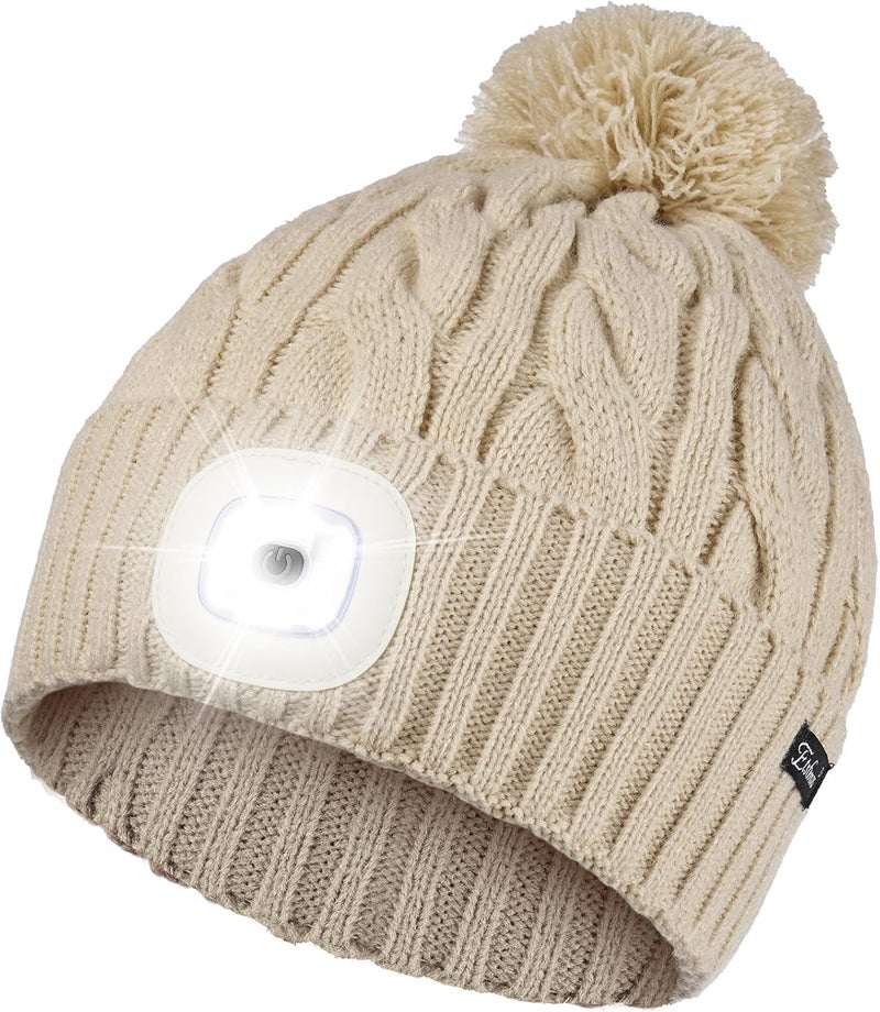 Etsfmoa Store Unisex Winter Beanie with The Light,Gifts for Men and Women,USB Rechargeable Headlamp Hat - Image 1